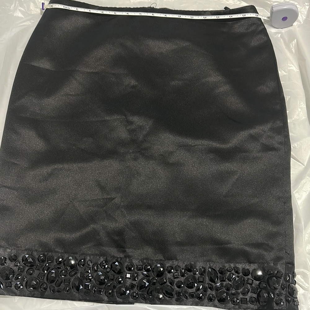 White House Black Market Elegant Black Skirt with Embellished Hem